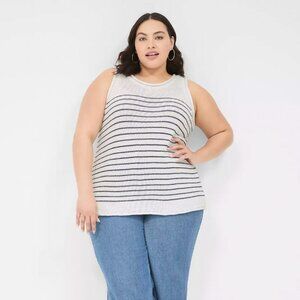 Lane Bryant Striped Knitted Sweater Tank Top Size 14/16 Classic Preppy